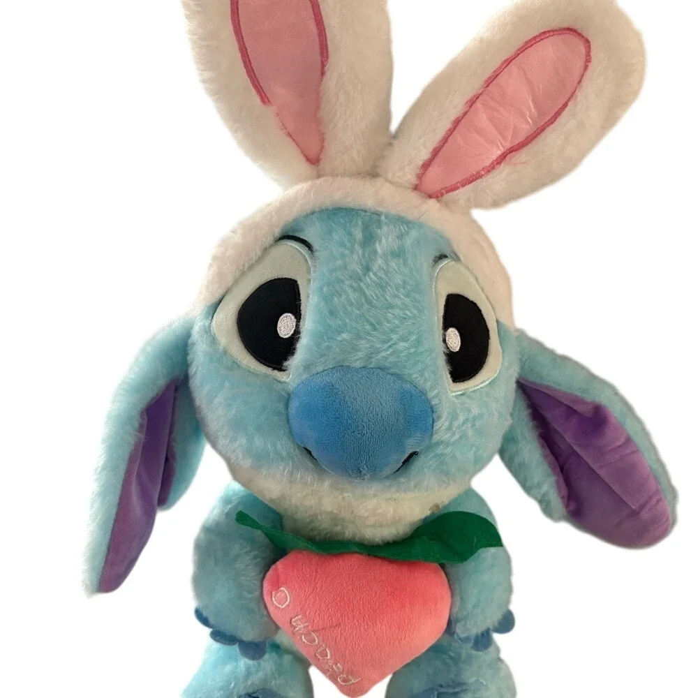 Disney Stitch Bunny Plush Backpack – Soft Blue Cuddly Bag with Peach – Kids Gift